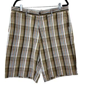 2/$30 Tommy Bahama Silk Cotton Plaid Shorts Mens 35 Golf Preppy Coastal Boating